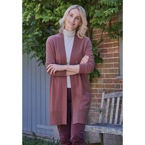 WOOLOVERS Cashmere and Merino Edge to Edge Long Cardigan Jumper Sweater Sz L NWT